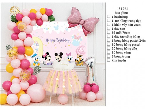 SET SINH NHẬT CHO BÉ GÁI CHỦ ĐỀ MICKEY 1