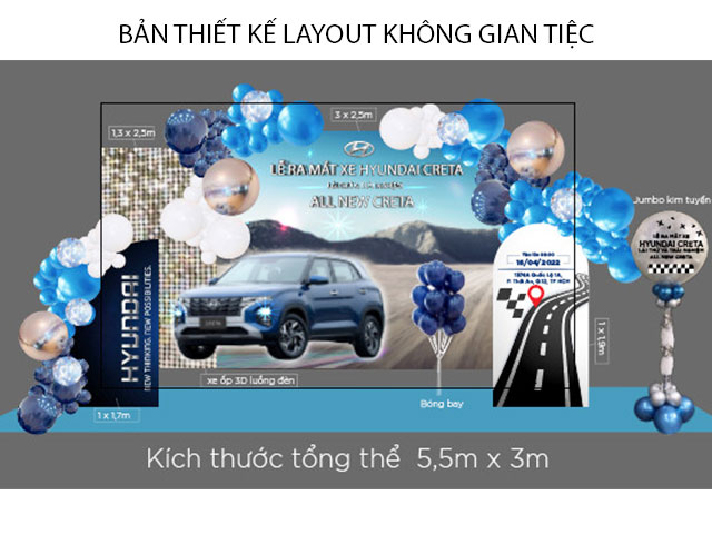 Thiết kế không gian tiệc lế ra mắt xe hơi